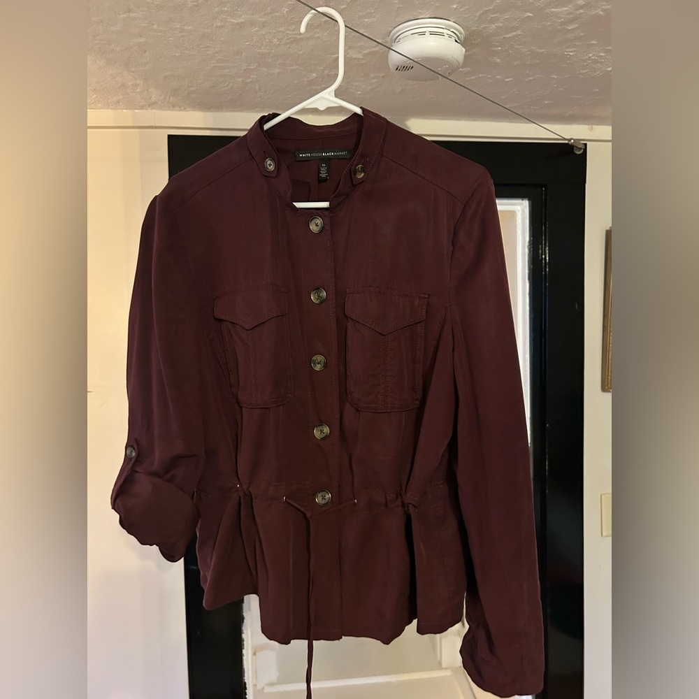 White House Black Market Deep Burgundy Utility Jacket